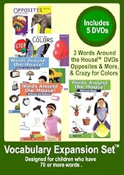 Level 3    -    Vocabulary Expansion Set    -     Appropriate for Kids w/  75+ words Not Yet Speaking in Sentences - 5 DVDs