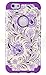 iPhone 6, DandyCase 2in1 Hybrid High Impact Hard Lavender & Cream Floral Pattern + Purple Silicone Case Cover for Apple iPhone 6 (4.7