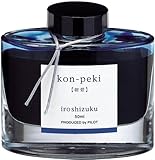 Pilot Iroshizuku Bottled Fountain Pen Ink, Kon-Peki, Deep Blue, Turquoise Blue (69212)