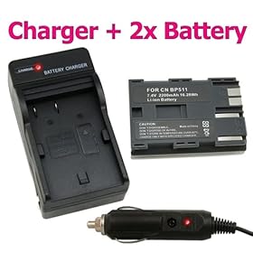 Everydaysource 2 Battery+ Charger for Canon BP-511 EOS 20D 30D 40D 50D