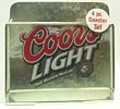 Coors Light Tin Coaster Set in Chrome Caddy - 4 Coasters