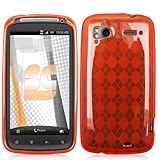 TPU Skin Cover for HTC Sensation 4G, Argyle Red