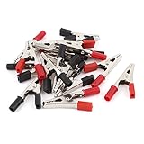 uxcell　ワニテストクリップクランプ　プリ絶縁ワニ　長さ　55mm 　ブラック　レッド　15個入り