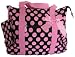 Large Black and Pink Polka Dot Tote Bag