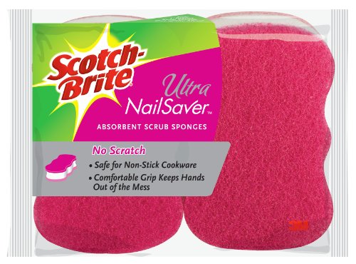 Scotch-Brite Ultra Nailsaver Absorbent Scrub Sponge, No Scratch U-3001-B (Pack of 8)