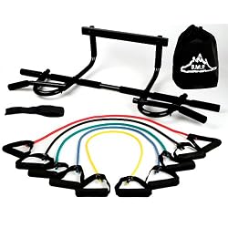 New Heavy Duty B.M.P. Doorway Chin Up Pull Up Bar and New B.M.P. Resistance Bands Perfect to use with P90x and any other fitness program.