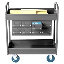 Equipto 145-8-GY Combination Truck with 2 Trays, 500lbs Capacity, 11" Drawers, 30" L x 16" W x 36" H, Smooth Office Gray