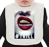 Asap Rocky Gold Teeth Diamond Red Lips Trill ネクタイを有する有機ビブ Medium