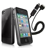 iSkin Solo Carbon Premium Case / Hülle (Schwarz) für iPhone 4 / 4S (Mute passend) + KFZ Ladekabel iPhone4 12V 24V black