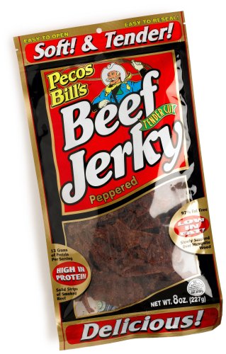Pecos Bills Peppered Beef Jerky, 8-Ounce Packages (Pack of 4) by Dried Beef