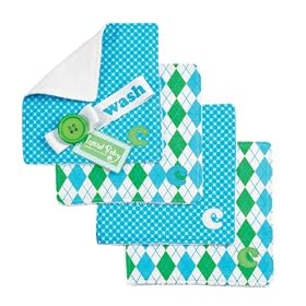Mud Pie Initial Baby Boy Blue Initial Washcloths, Set of 4