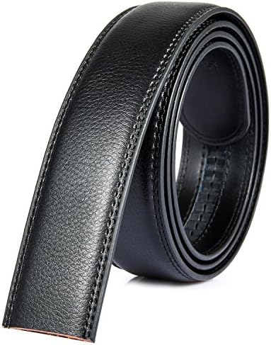Katusis Mens Black Ratchet Belt Fashion Business Casual Style Genuine Leather No Buckle 3.5cm Width (1)