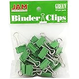 JAM Paper&reg; - Small Green Binder Clips 19mm (.75 inch) - 25 Binder Clips per Pack