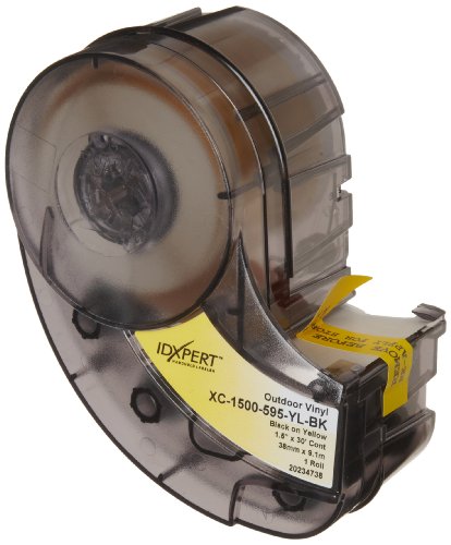 Brady XC-1500-595-YL-BK IDXPER & LABXPERT Labels  B- 595 Indoor/Outdoor Vinyl Film Black on Yellow, Printable Area: 1.500