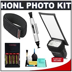 Honl Photo Professional Speed Gobo / Bounce Card + Speed Strap + Batteries + Accessory Kit for Canon 220EX 430EX 580EX II, Nikon SB-400 SB-600 SB-800 SB-900, Olympus FL-20 FL-36 FL-50, Pentax AF-360FGZ AF-540FGZ Flashes
