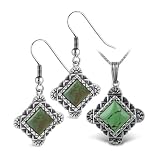 Green Turquoise Necklace & Earring Gift Set