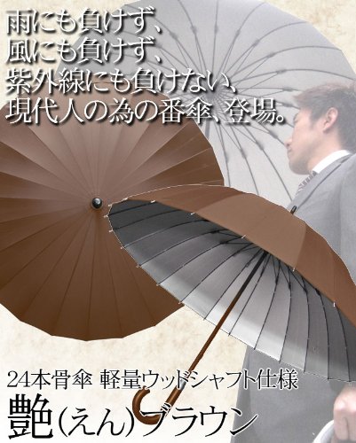 24本骨傘 軽量ウッドシャフト仕様 【艶】(えん) 直径約105cm ブラウン 22822