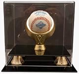 Ultimate Single Ball Gold Ring And Riser Display Case with Engraved MLB Team Logo