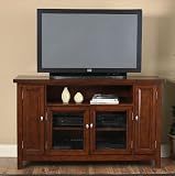 Entertainment Credenza with Glass Doors in Cherry Finish