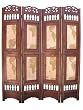 Old World Map Room Divider Screen 4 Panel Wooden Frame
