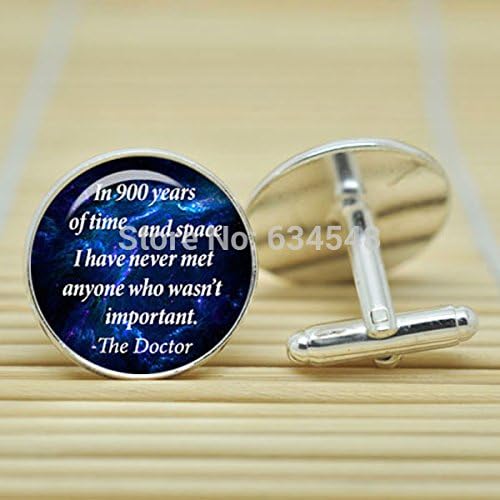 Pretty Lee Doctor Who 900 Years Of Time And Space Gift In Silver Cufflinks Glass Cabochon Cufflinks C3525