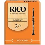 Rico Bb Clarinet Reeds, Strength 2.5, 10-pack