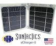 sCharger-5 Powerful Portable Solar Charger, Charges Direct from the Sun to your iPhone or other USB Devices at Wall Charger Speeds, Use While Charging, Other USB solar chargers can take 11 hours just to charge their internal battery before you can adequately charge and use an iPhone, That's not practical...SunTactics is your best clear choice