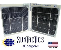sCharger-5 Powerful Portable Solar Charger, Charges Direct from the Sun to your iPhone or other USB Devices at Wall Charger Speeds, Use While Charging, Other USB solar chargers can take 11 hours just to charge their internal battery before you can adequately charge and use an iPhone, That's not practical...SunTactics is your best clear choice