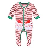 (ビモラ)VIMORA クリスマス 子供服 ジャンプスーツ 赤ちゃん サンタ コスチューム 女の子 男の子 寝相 衣装 着ぐるみ ベビー服 0ヶ月～3歳 (80cm, 赤)