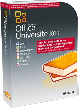 Office Université 2010 (version professionnelle réservée aux étudiants et enseignants de l'enseignement supérieur)