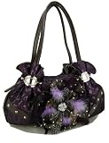 Unique Feather Handbag with Stones & Studs - Purple