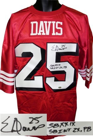 Eric Davis signed San Francisco 49ers Red Prostyle Shadow # Jersey with inscriptions