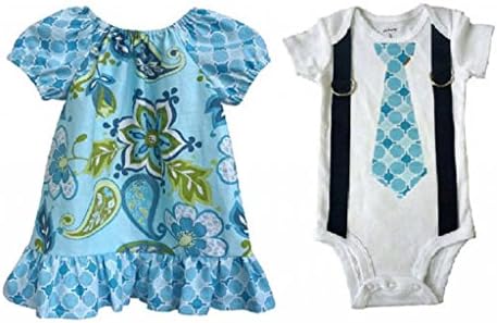 Matching Brother sister - Bella & Blue 3M Short Sleeve Aqua/White