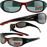 SUNGLASSES SAXON UV400 EYEWEAR FLASH MIRROR LENSES SAFETY GLASSES (RED/BLACK FRAME)