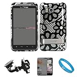 Silver Case with Black Flower Durable 2 Piece Protective Crystal Hard Shiel ....