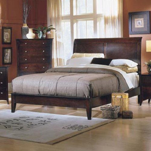Queen Homelegance Bourgeois Contemporary Panel Bed in Cherry Finish