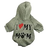 Ollypet Winter/ Fall Collection Grey Hoodie "I Love My Mom" Sweater for Small Dogs S