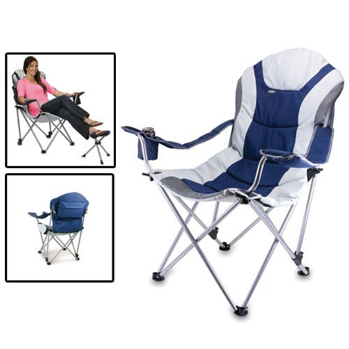Picnic Time Reclining Camp Chair with Footrest (Blue) On Sale