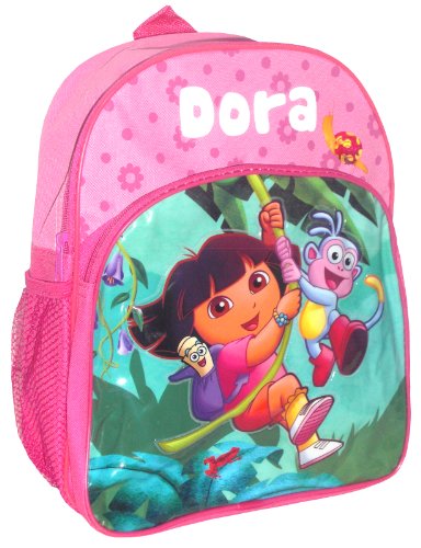 Dora The Explorer Backpack with Front & Two Side Bottle Pockets - Dora Boots Toddler School Bag Size