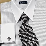 Trim Fit Fine Line Stripe White Collar Dress Shirt