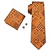 Hi-Tie Mens Orange Silk Tie Hanky Cufflinks set (Novelty)