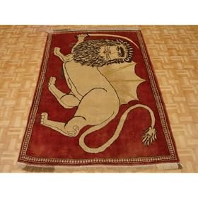 3'6 x 5'3 Red Persian Hand Knotted Wool Shiraz Rug