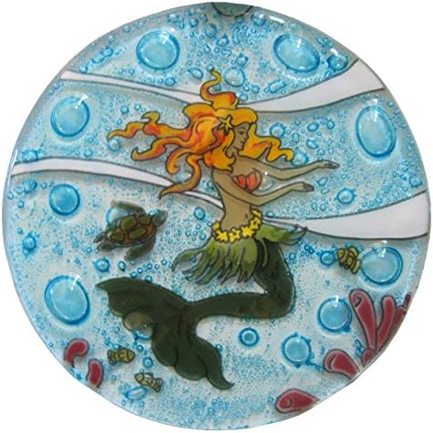 "Dancing Mermaid" Artisan Fused Recycled Glass Sun Catcher - 4.5 Inches Diameter