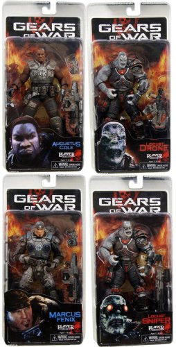 NECA Gears of War Set of all 4 Series 1 Action Figures [Marcus, Cole Locust Sniper & Locust Drone]