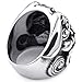 KONOV Mens Stainless Steel Ring, Heavy Large Gothic Lion, Black Silver