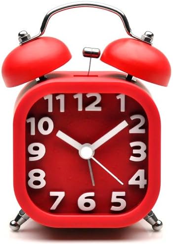 Deedo Sweep Quiet Bedside Westclox Big Ben Twin Bell Battery Quartz Alarm Clock (Red)