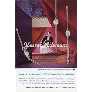 1961 Vintage Ad Hamilton Watch Company Hamilton Diamond Watch