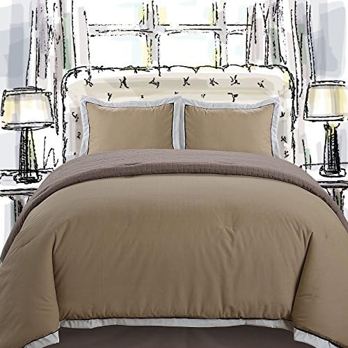 Worlds First Quilforter by American Cotton Company Tiramisu Reversible 4 Piece Full/queen Quilt & Comforter Set (Mocha / Tan / Sand)