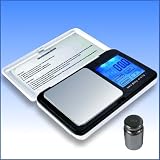 Produkt-Bild: ALMASA MT-7 Feinwaage bis 500g in 0,1g Schritten + 100g Kalibriergewicht. Handliche hochpr&auml;zise Digitalwaage/Taschenwaage/Goldwaage/M&uuml;nzwaage/K&uuml;chenwaage. Farbe: silber