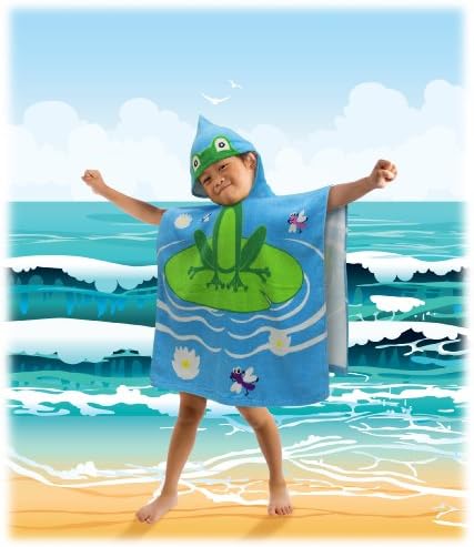 Safdie Fun Cartoon Print Kids Hooded Velour Towel Frog